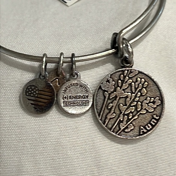 Alex and Ani Silver Tone Aunt Charm Expandable Bracelet - Picture 2 of 6